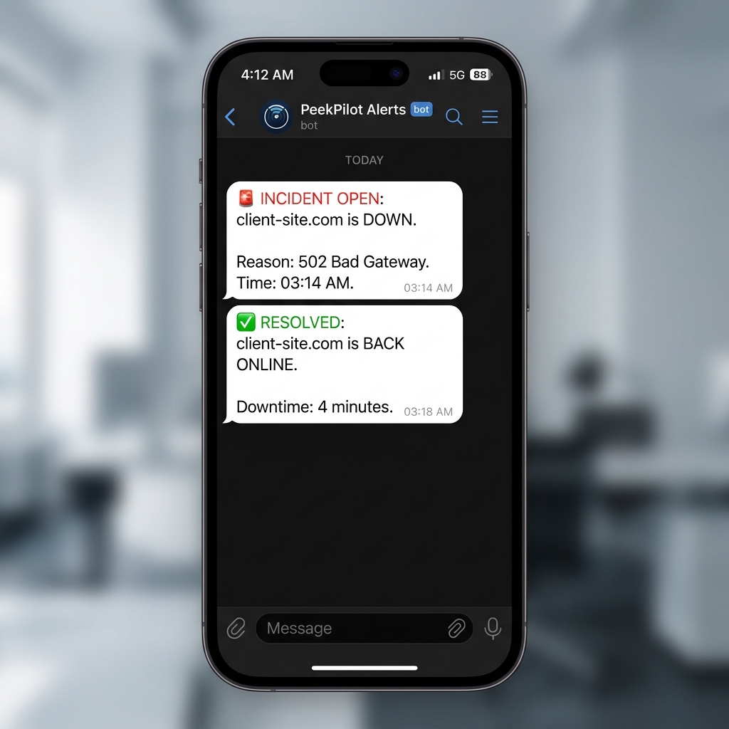 Telegram Uptime Alert Screenshot